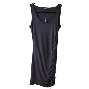 Express Brown Ruched Asymmetrical Sheath Dress Small Bodycon Party Cocktail